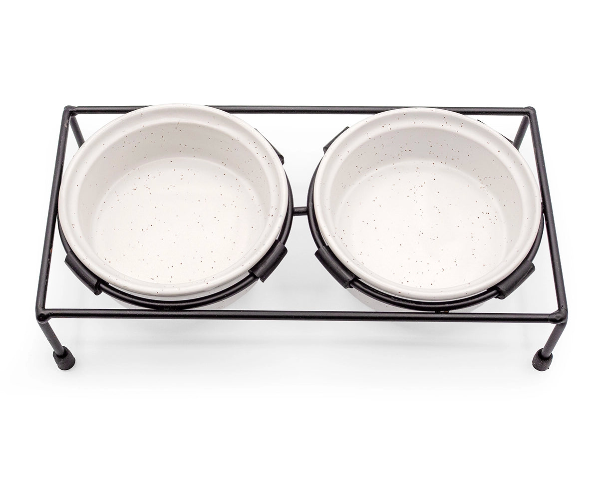 ThoozyPet Stoneware Pet Double Diner White 24 oz