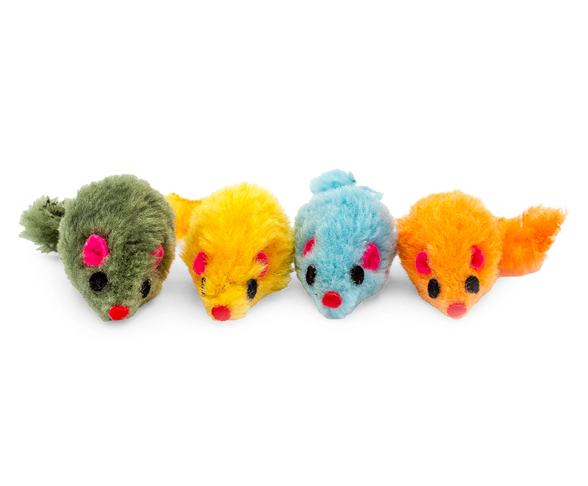 ThoozyPet 80pc Furry Mice 4.25" Bulk Cat Toy Bin