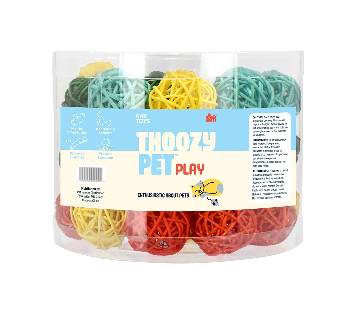 ThoozyPet 40pc Twine Ball 1.75" Bulk Cat Toy Bin