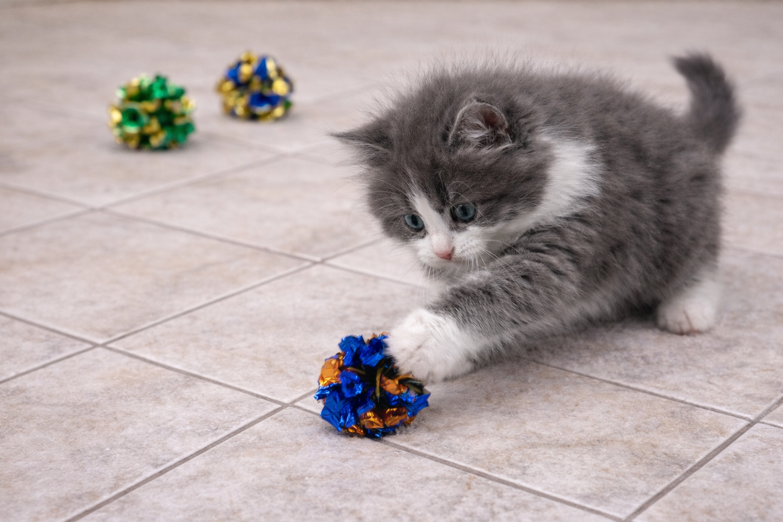 ThoozyPet 42pc Crinkle Ball 1.5" Bulk Cat Toy Bin