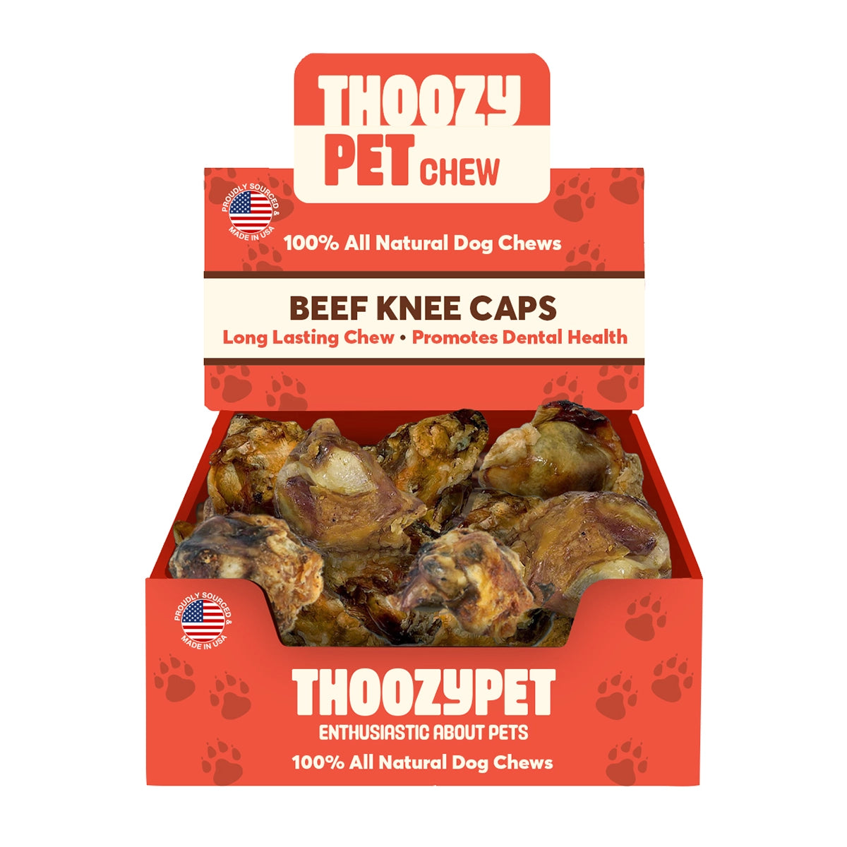 ThoozyPet USA-Sourced Beef Knee Cap Bone Dog Chews 25ct