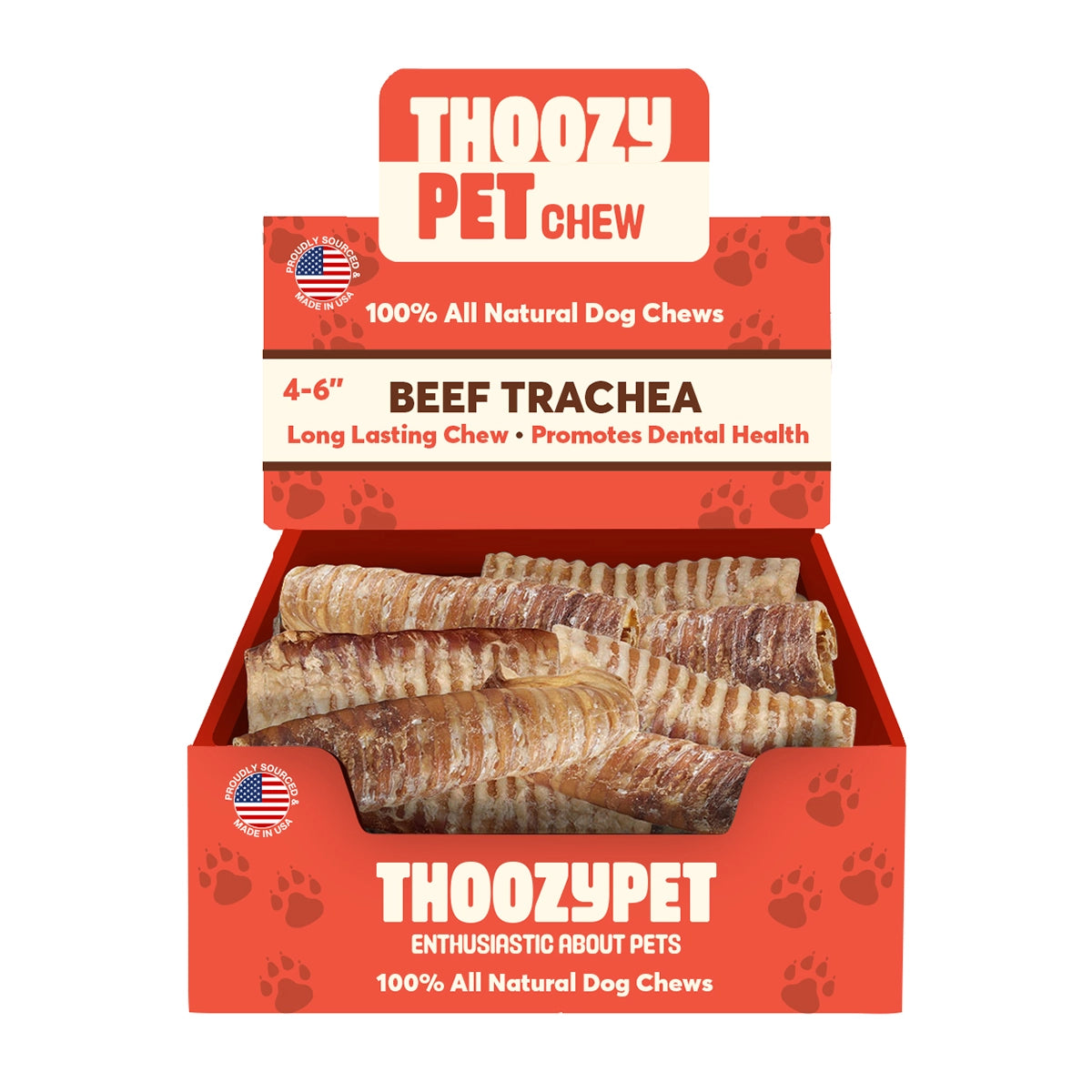 ThoozyPet USA-Sourced Beef Trachea Dog Chews 4-6" 20ct