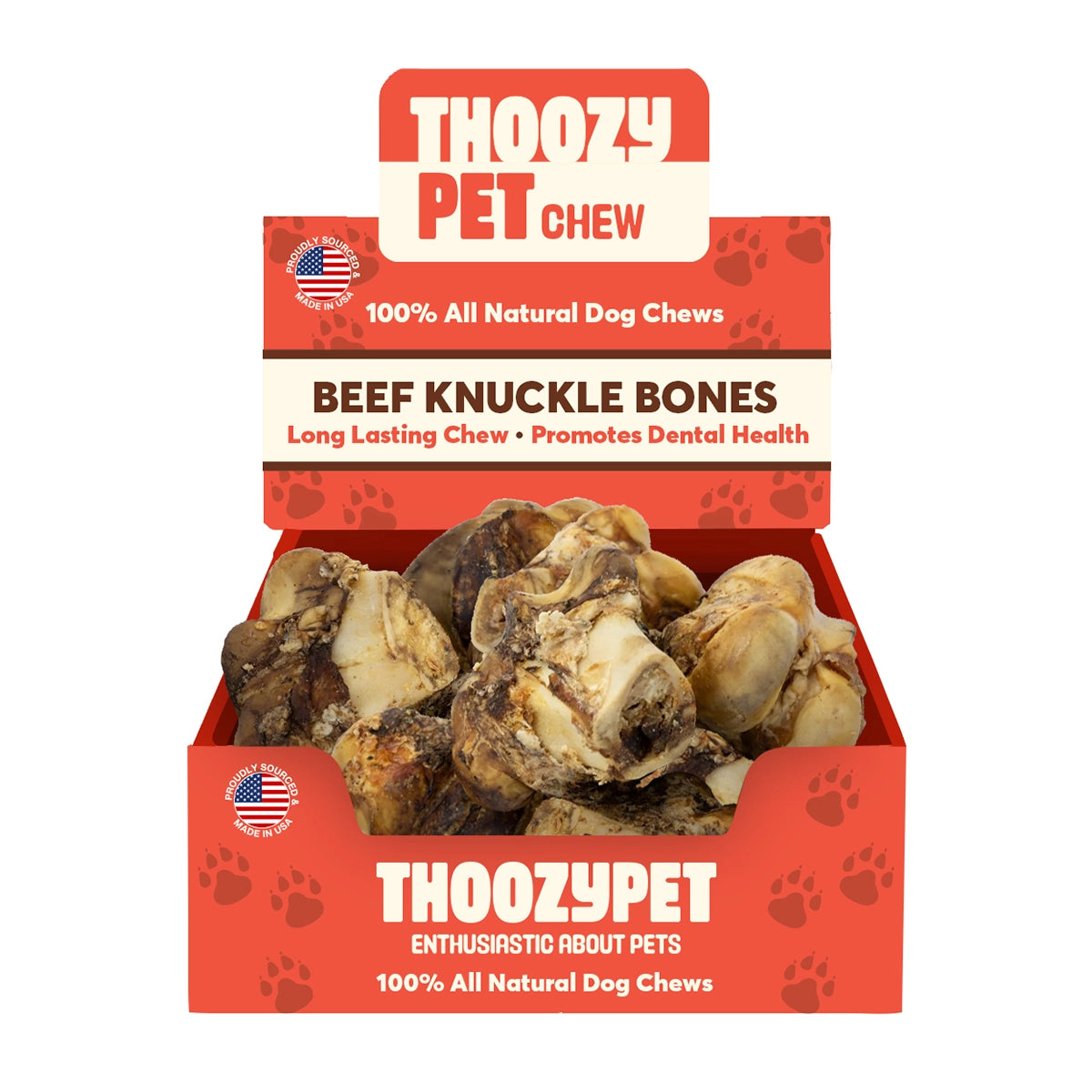 ThoozyPet USA-Sourced Beef Knuckle Bone Dog Chews 10ct