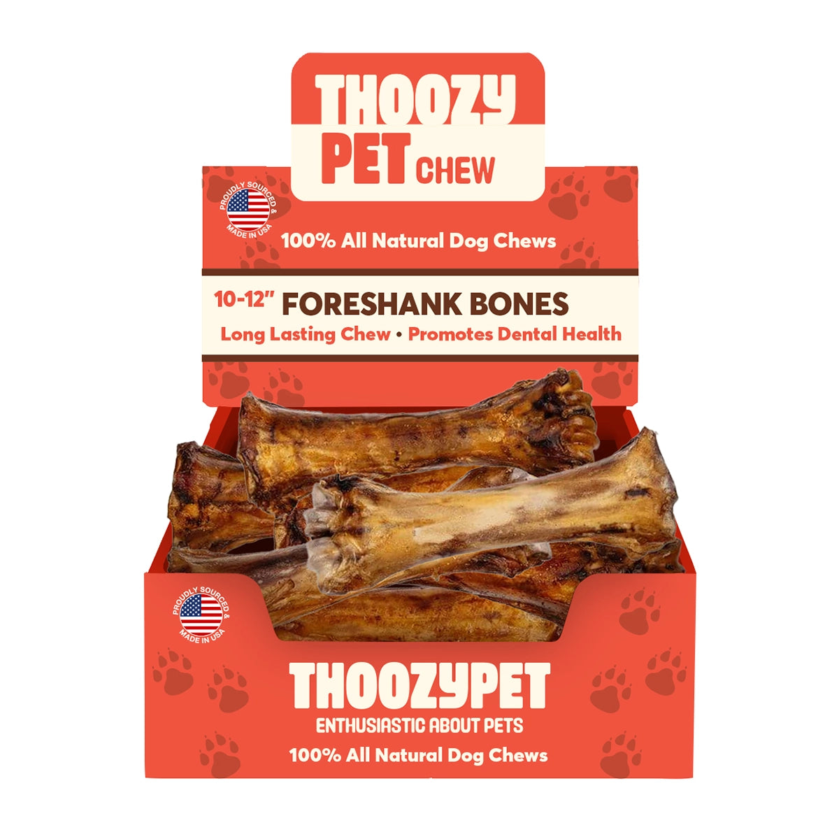 ThoozyPet USA-Sourced Foreshank Bone Dog Chews 10-12" 12ct
