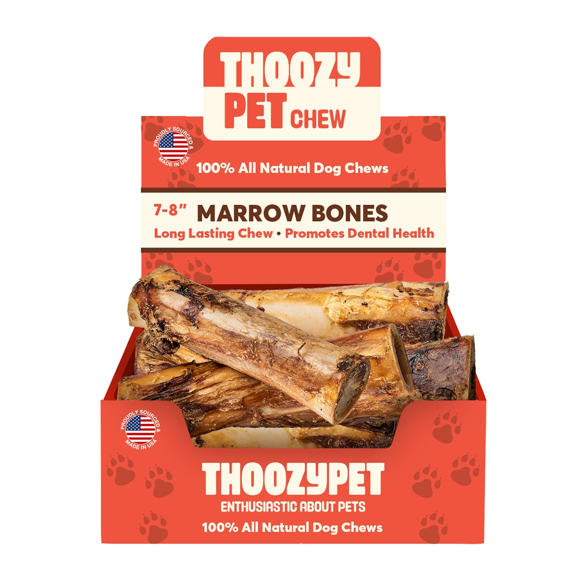 ThoozyPet USA-Sourced Marrow Center Bone Dog Chews 7-8" 20ct