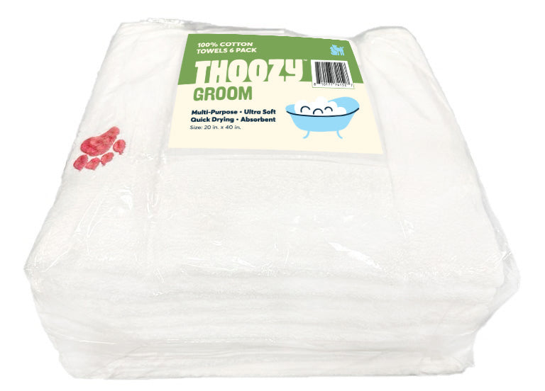 ThoozyPet 6pk 100% Cotton Towels with Red Paw 20" x 40"