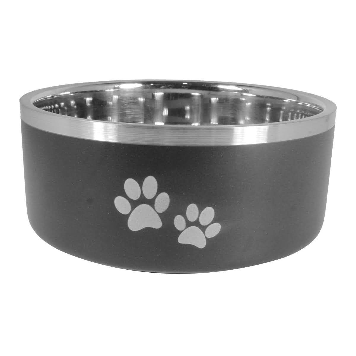 ThoozyPet Double Wall Bowl with Paws Black 16 oz