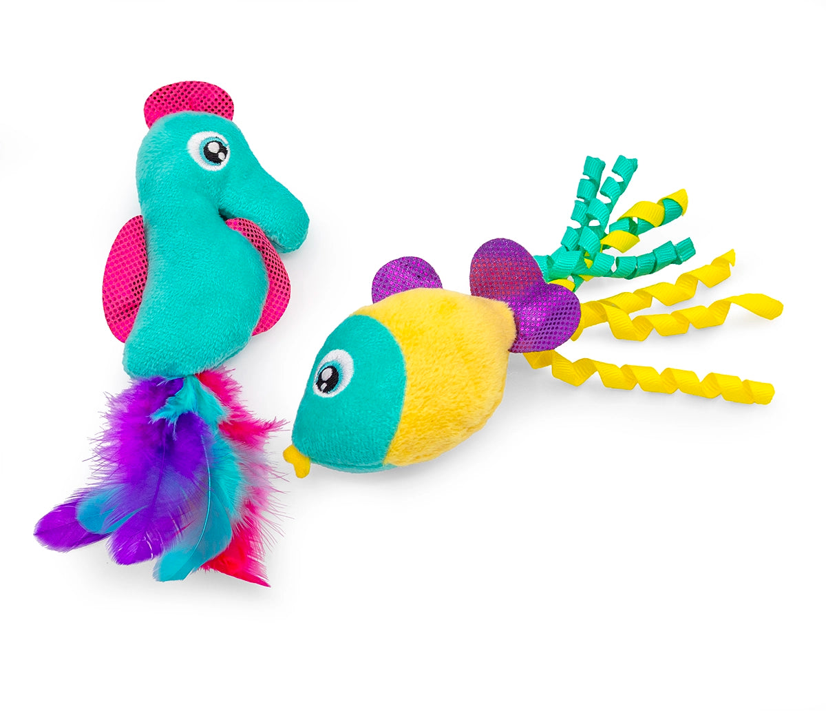 ThoozyPet Fish & Sea Horse Cat Toy 2pk