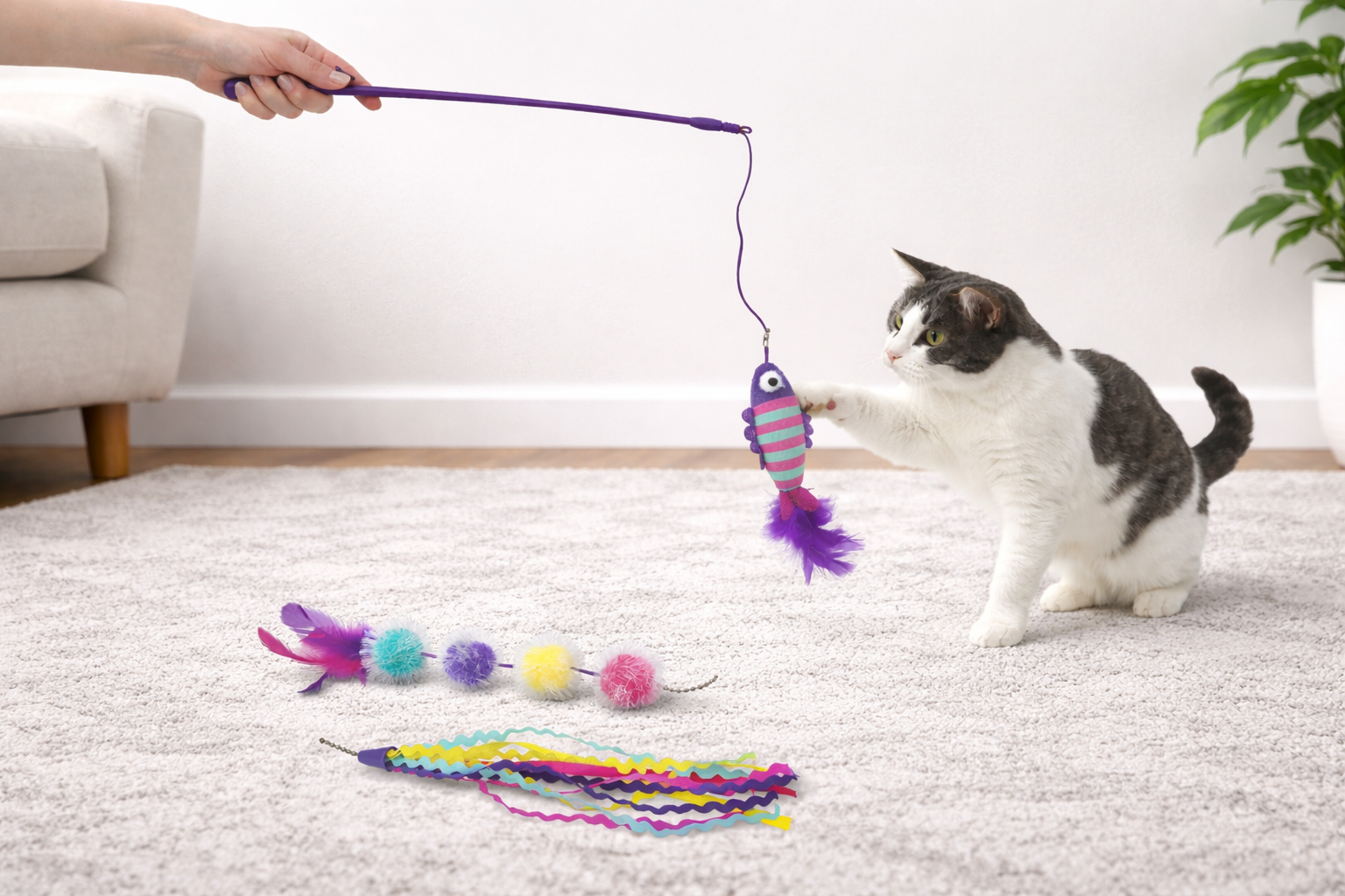 ThoozyPet Sea Life Interchangeable Teaser Cat Toy