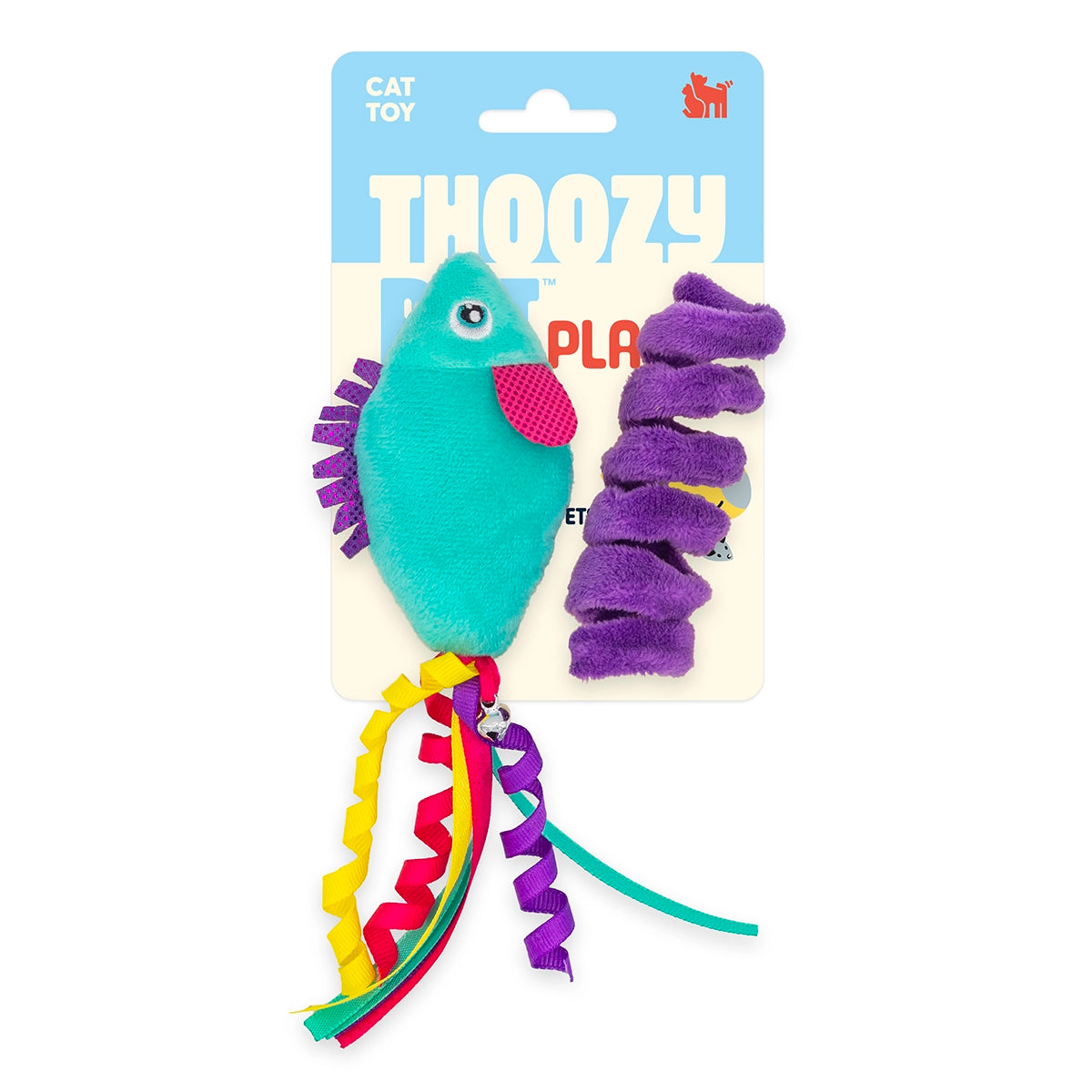 ThoozyPet Fish & Felt Spiral Cat Toy 2pk