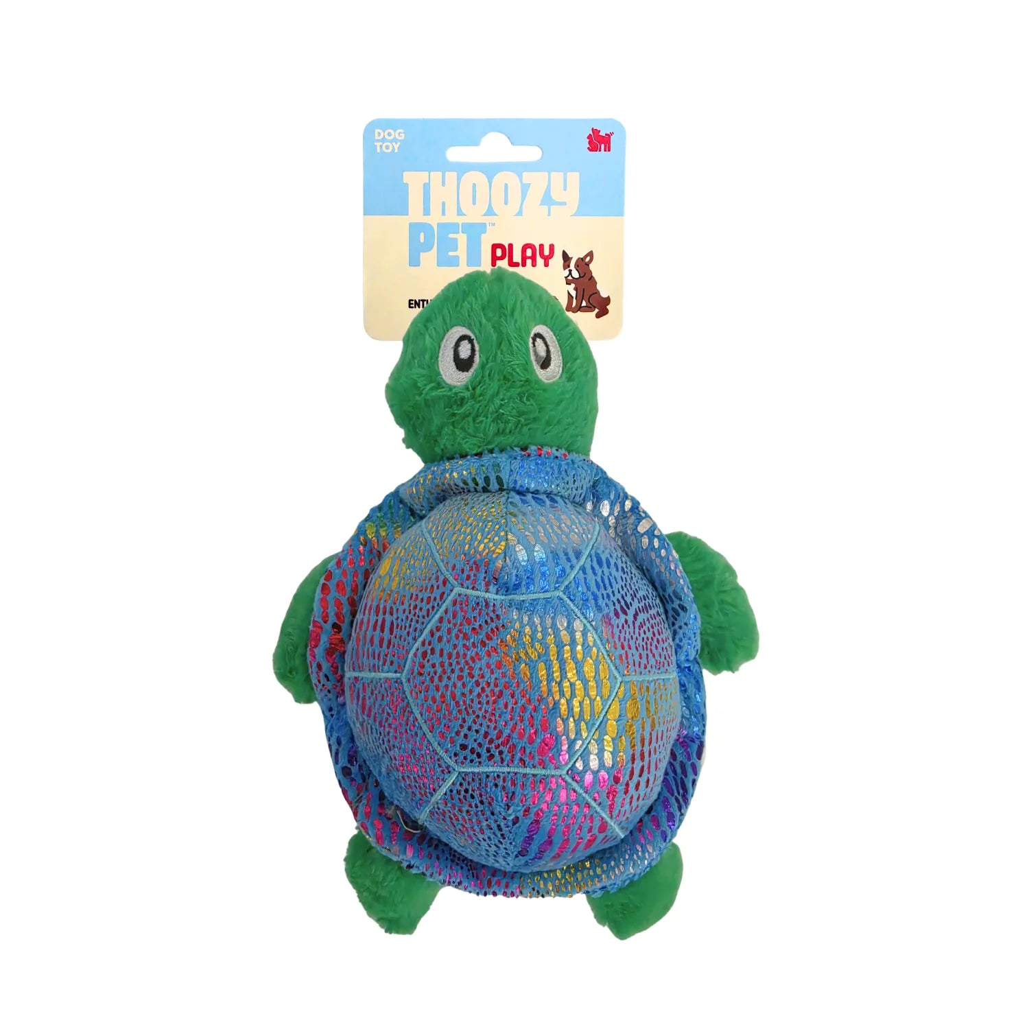 ThoozyPet Sea Life Turtle Plush Dog Toy Metallic