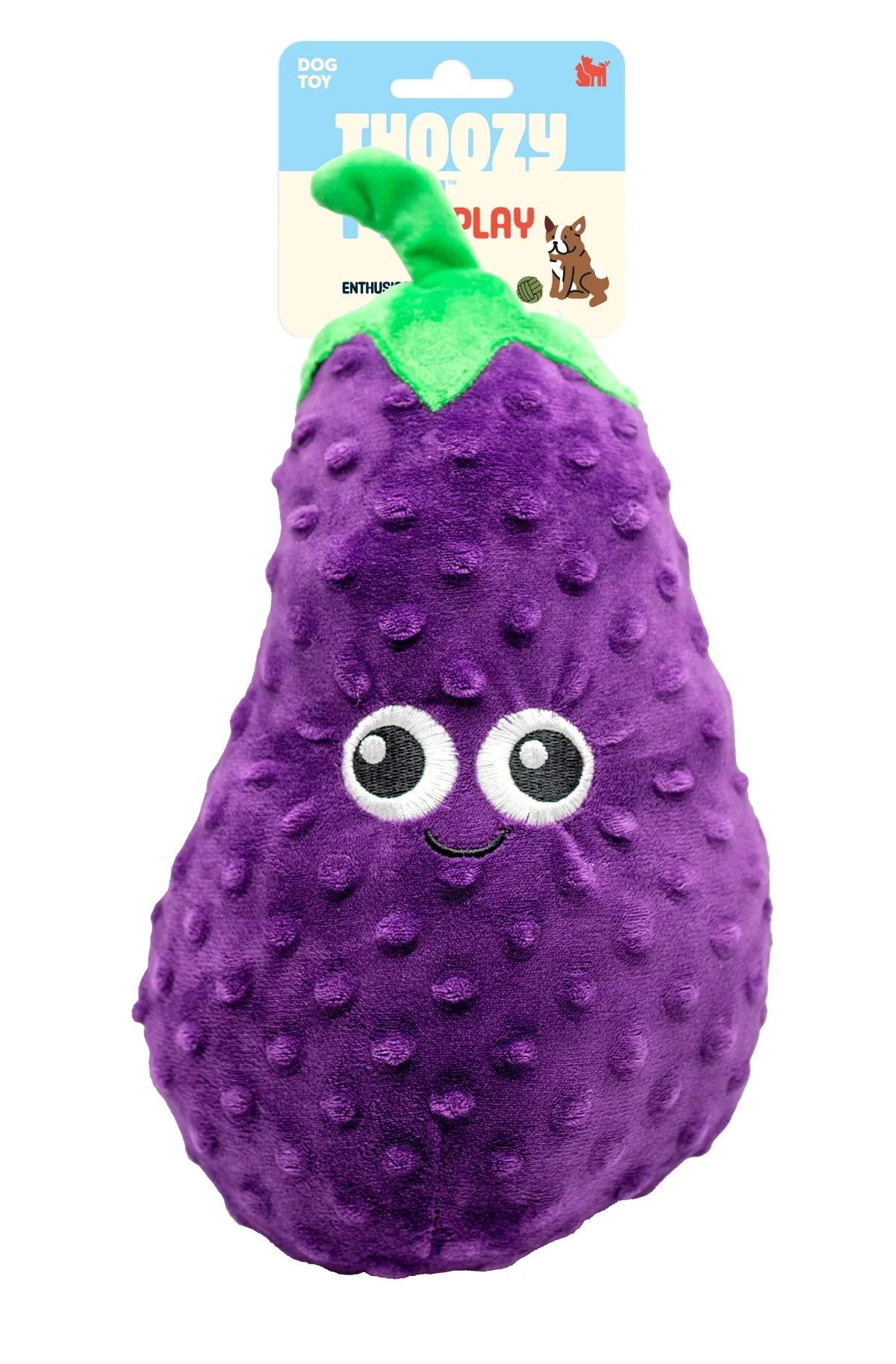 ThoozyPet Eggplant Plush Dog Toy 10"