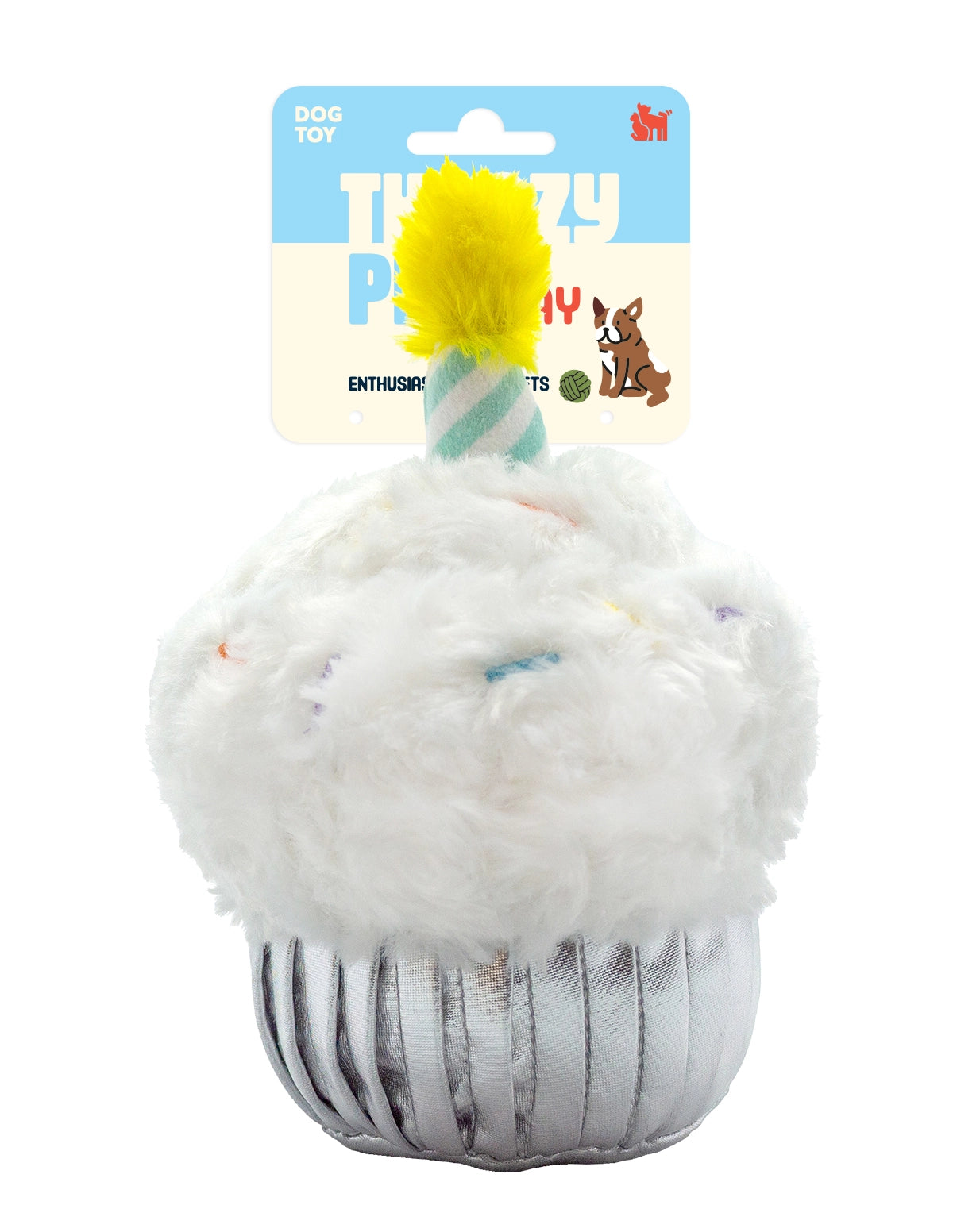 ThoozyPet Birthday Cupcake Plush Dog Toy 7"