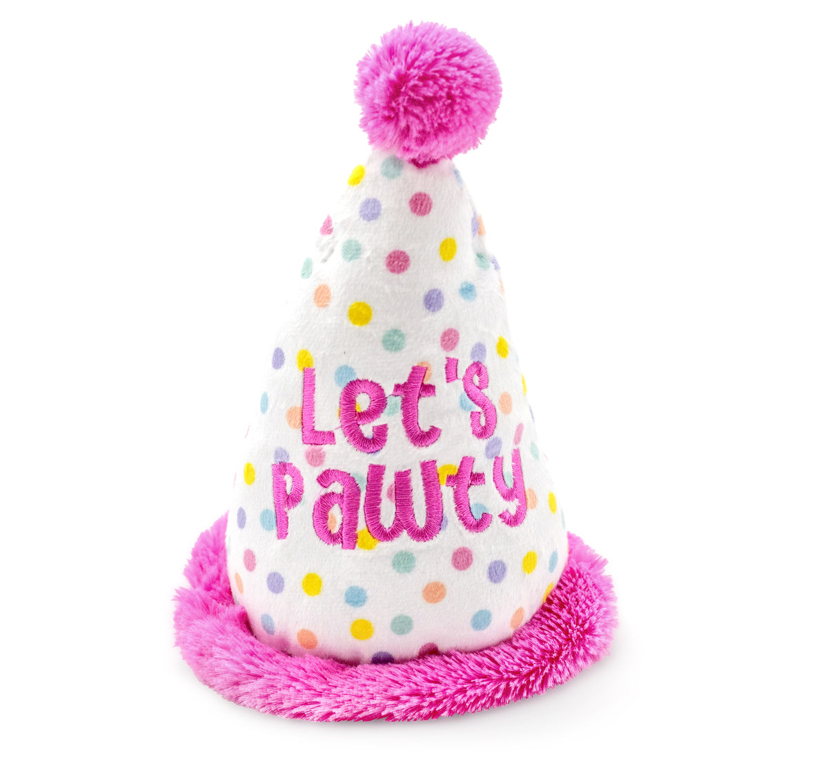 ThoozyPet Birthday Hat Pink Plush Dog Toy 7"