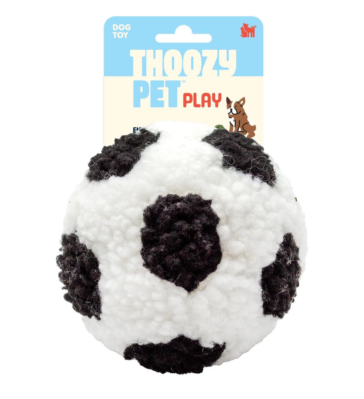ThoozyPet Soccer Ball Plush Dog Toy 4"