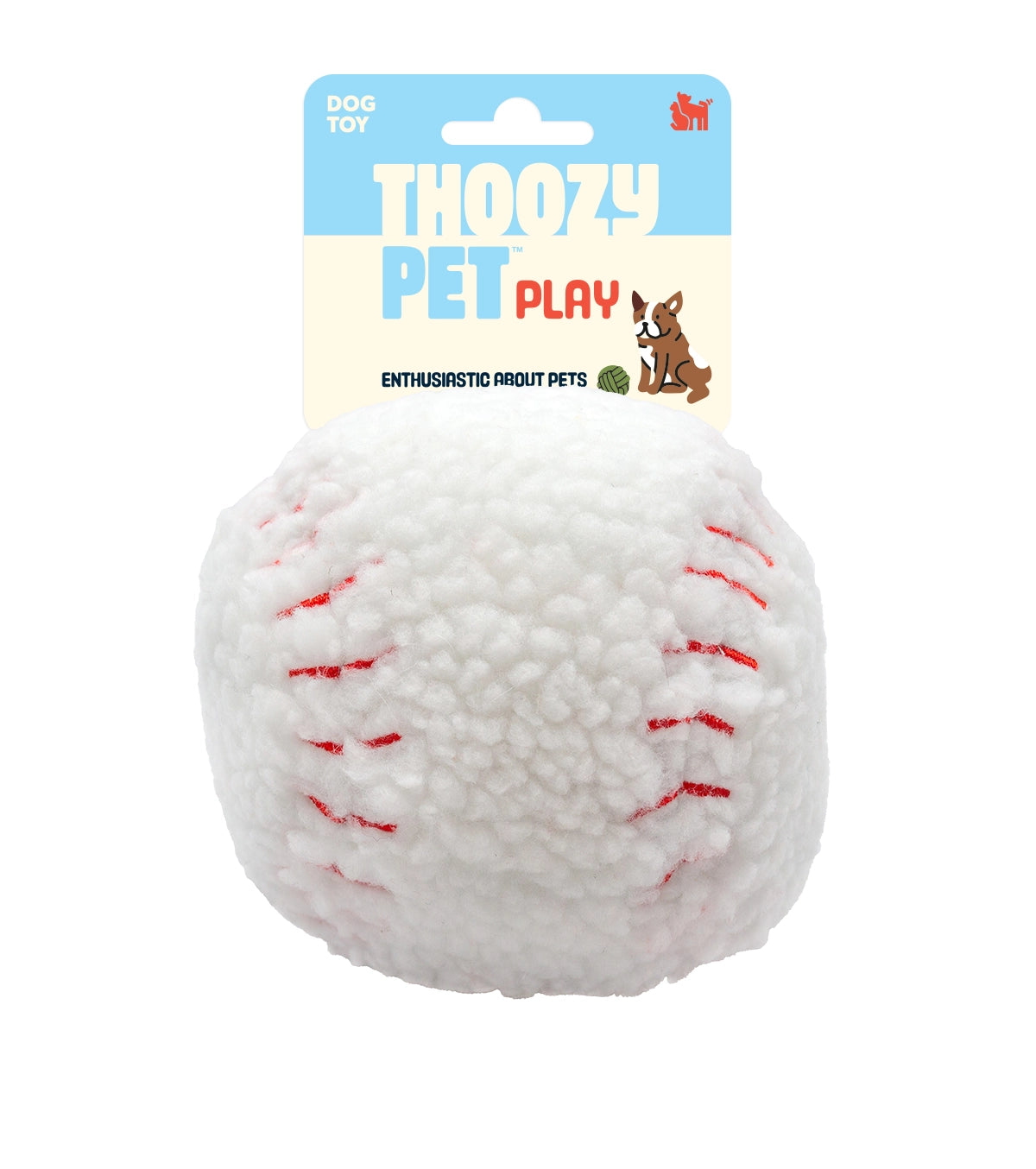 ThoozyPet Baseball Plush Dog Toy 4"