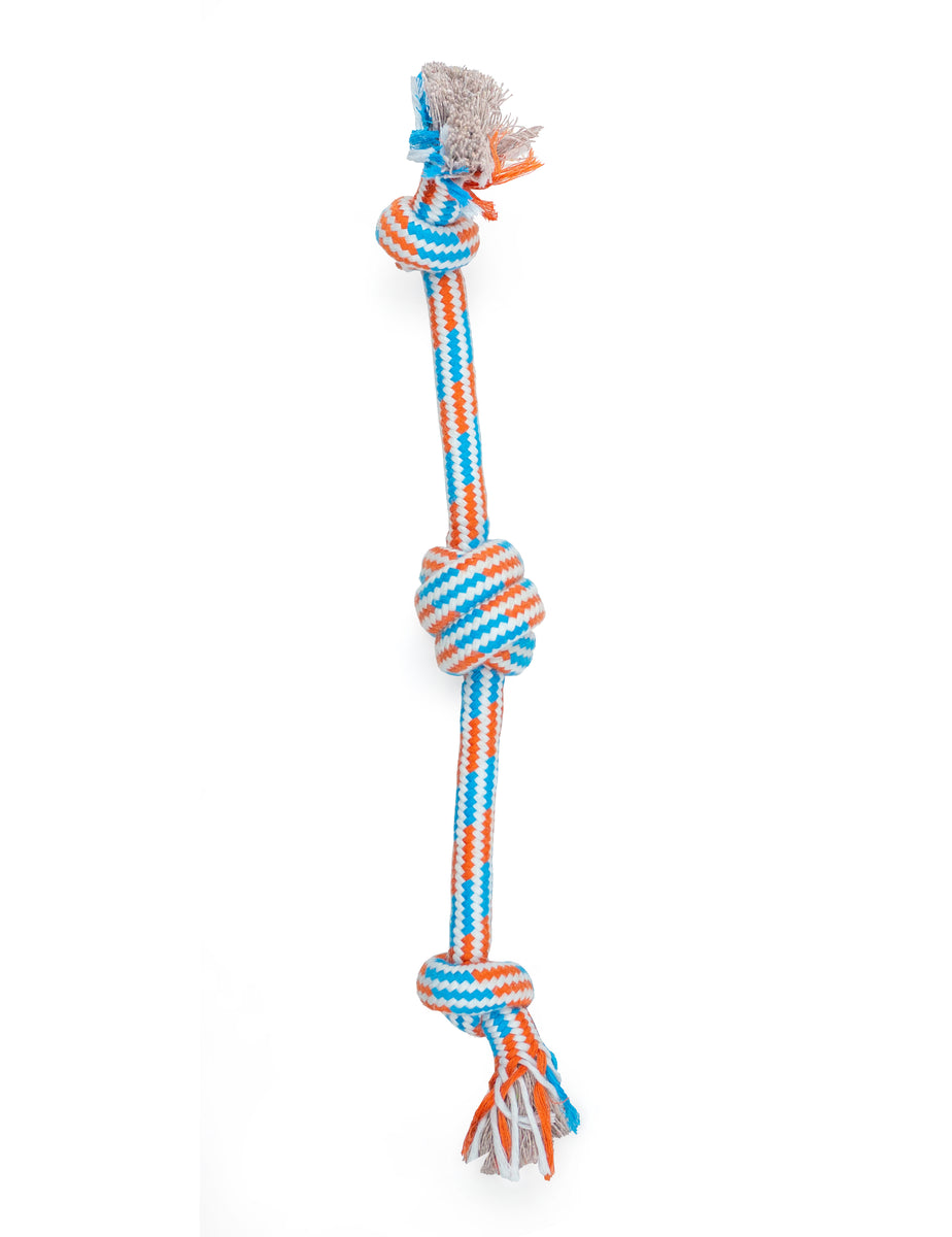 ThoozyPet 3-Knot Rope Dog Toy Blue / Red 16"
