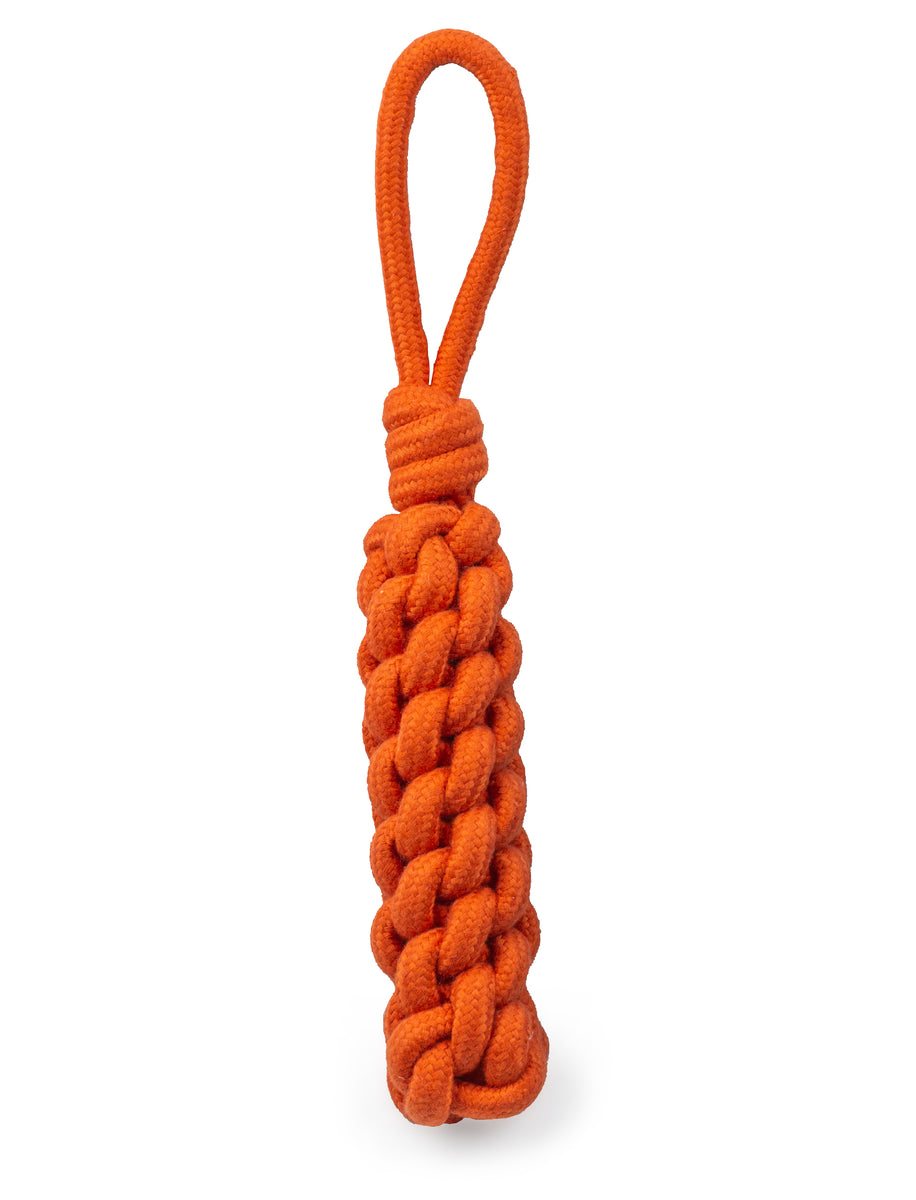 ThoozyPet Knotted Stick Rope Dog Toy with Handle Orange 11"