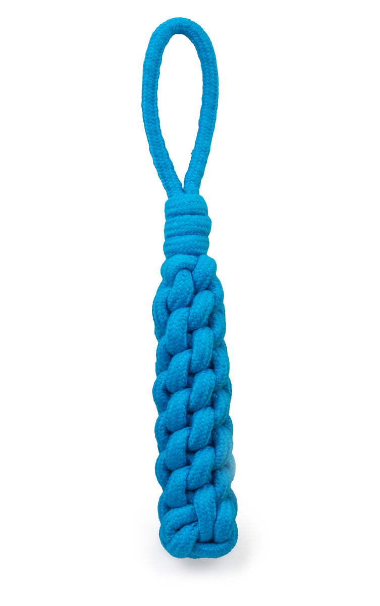 ThoozyPet Knotted Stick Rope Dog Toy with Handle Blue 11"