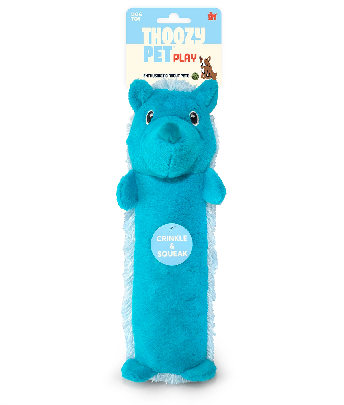 ThoozyPet Hedgehog Plush Dog Toy Blue 13"