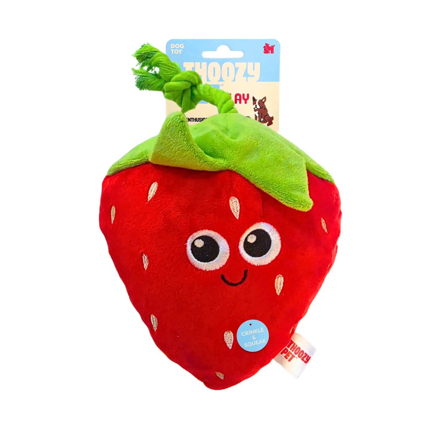 ThoozyPet Strawberry Plush Dog Toy