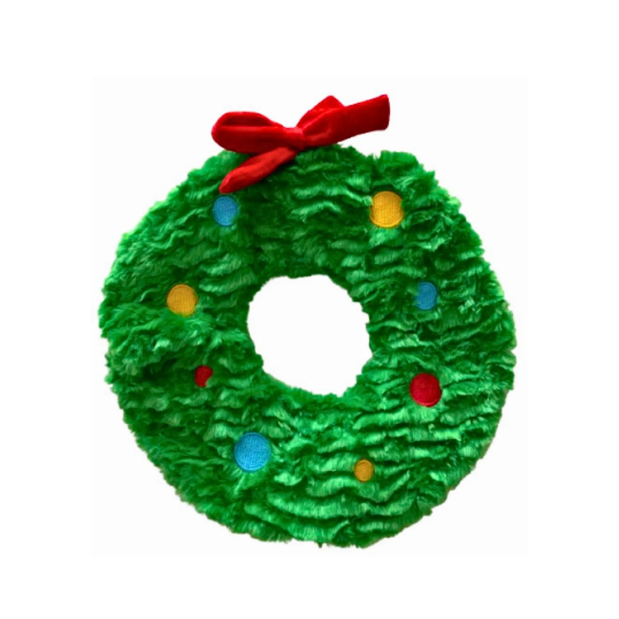 ThoozyPet Holiday Crinkle & Squeak Wreath 12" Plush Dog Toy