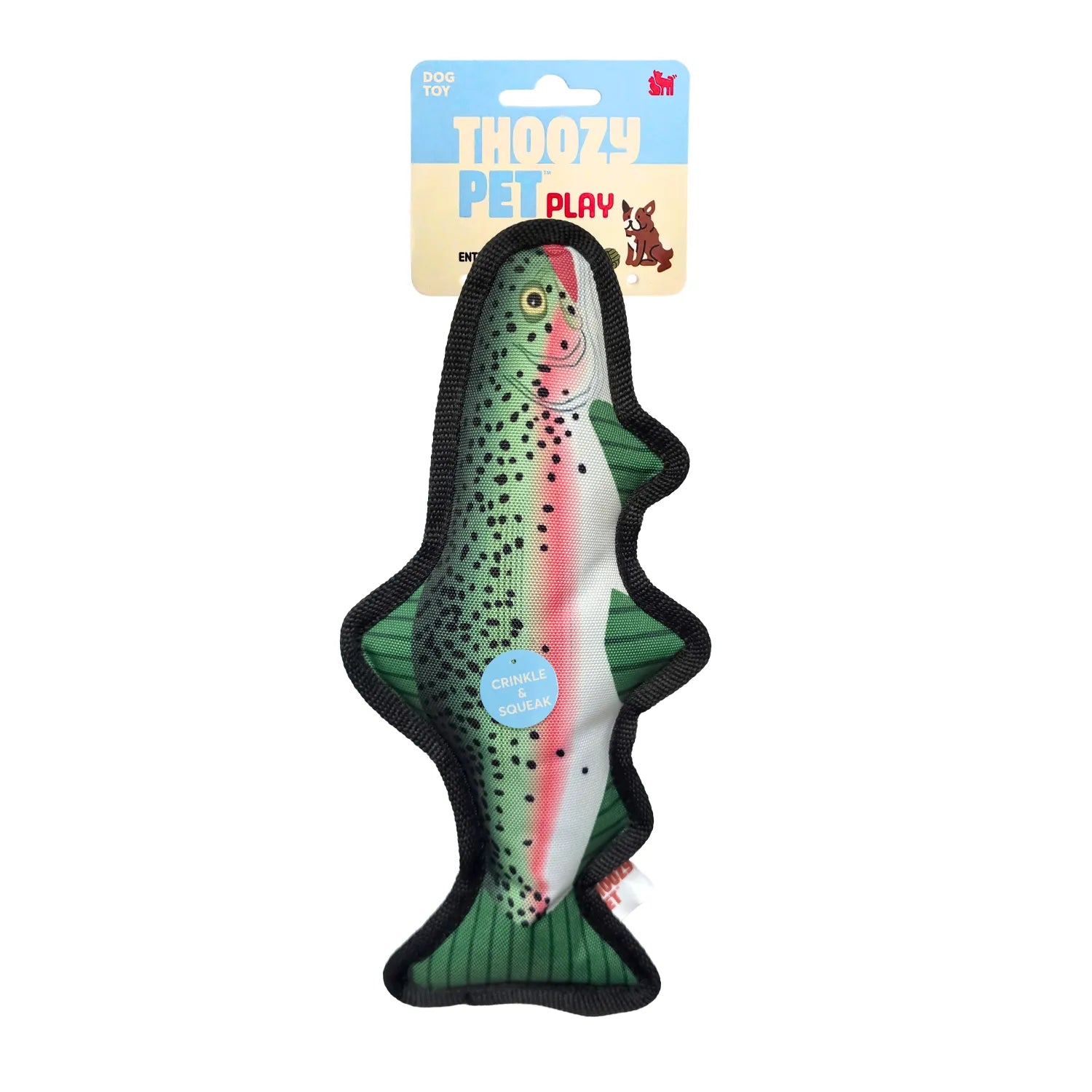ThoozyPet Rainbow Trout Ballistic Plush Toy Green 12"
