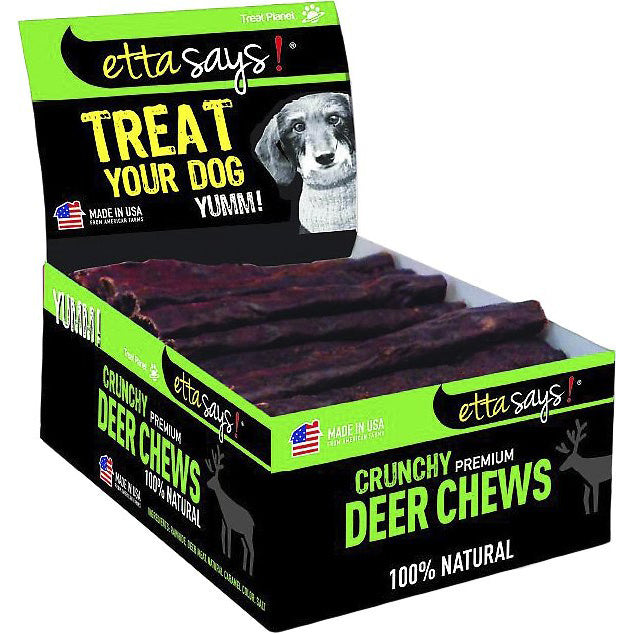 Etta Says! Crunchy Deer Dog Chews 4in Sticks POS Display Box 36ct
