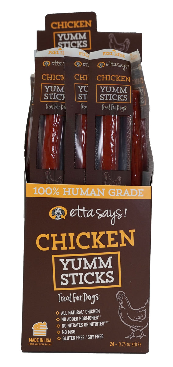 Etta Says! Chicken Yumm Sticks Dog Chew Display Box 24ct