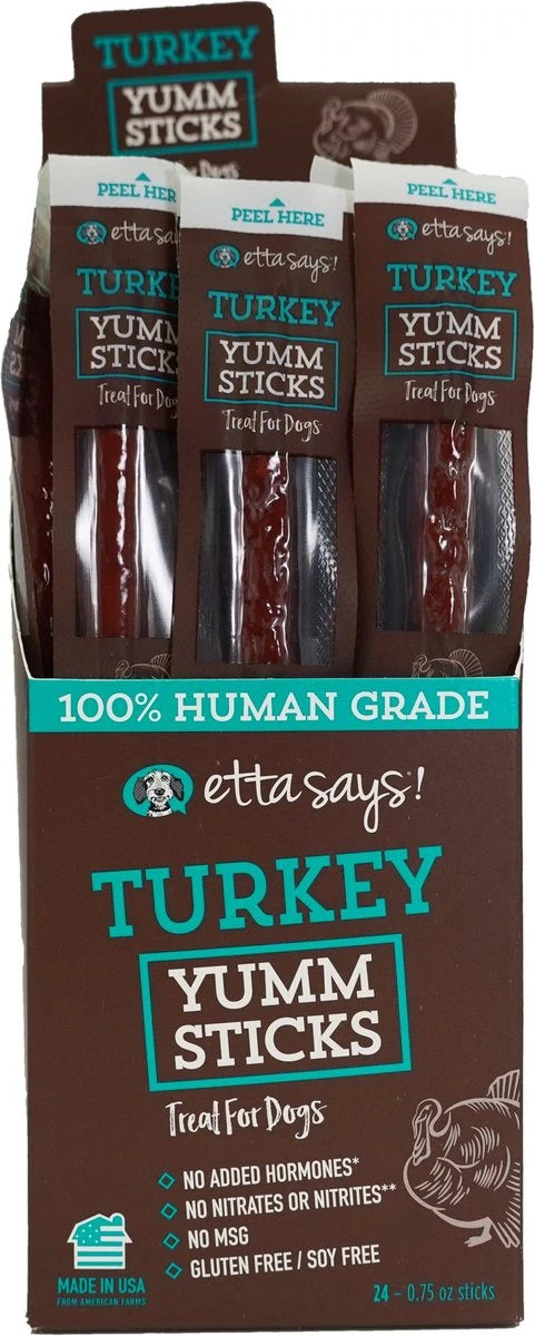 Etta Says! Turkey Yumm Sticks Dog Chew Display Box 24ct
