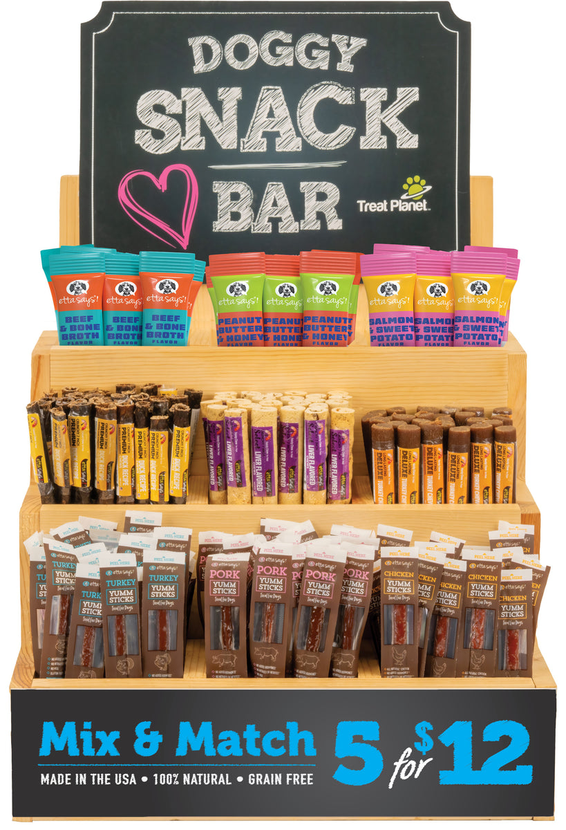 Etta Says! Treat Planet Doggy Snack Bar Stocked Display