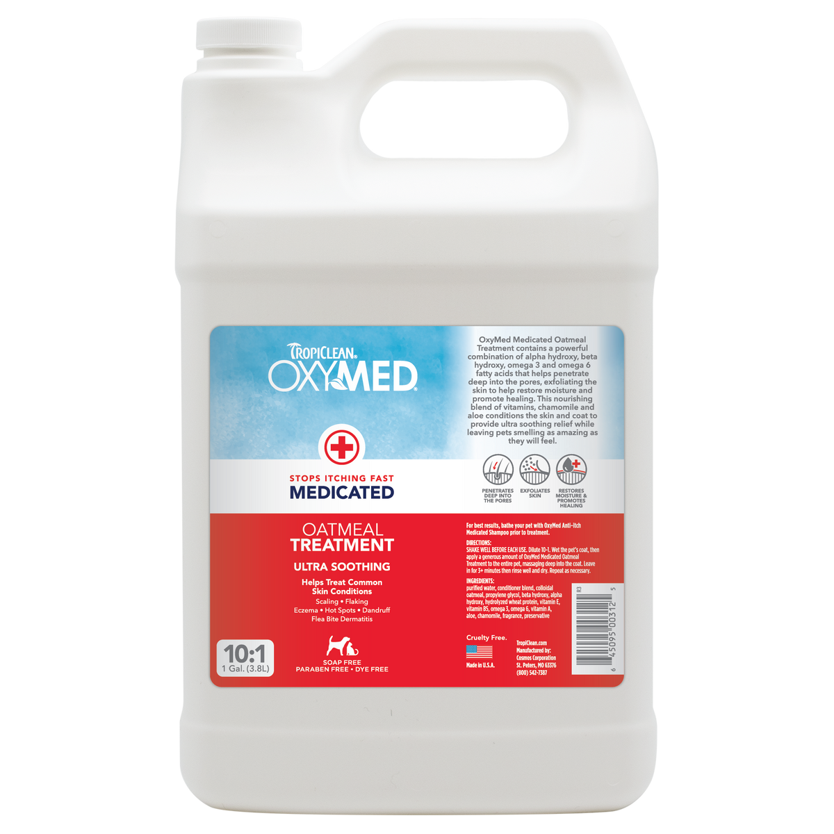 TropiClean OxyMed Medicated Anti-Itch Conditioning Treatment for Pets, 1 gal