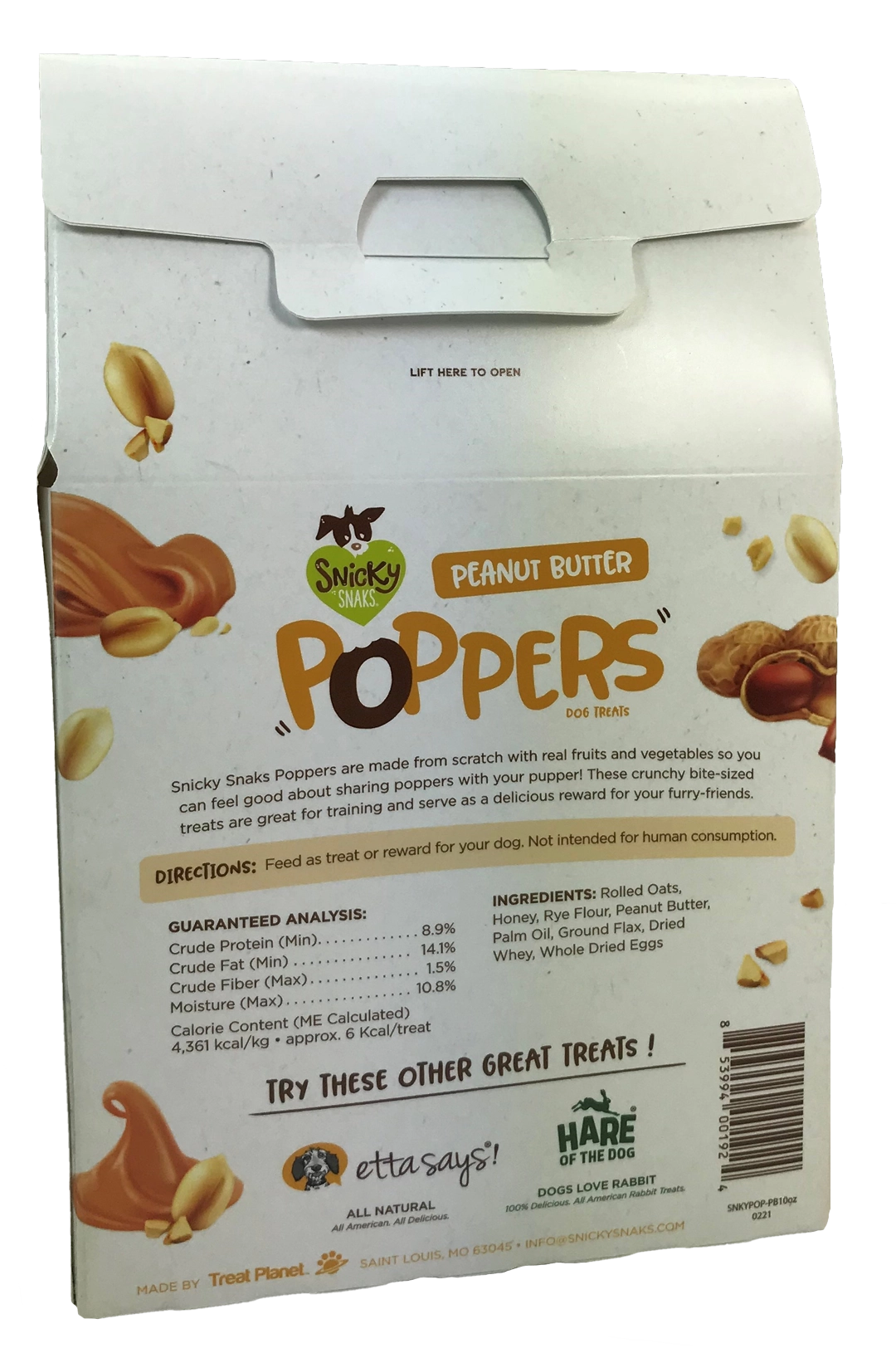 Snicky Snaks Peanut Butter Poppers Treat 10 oz