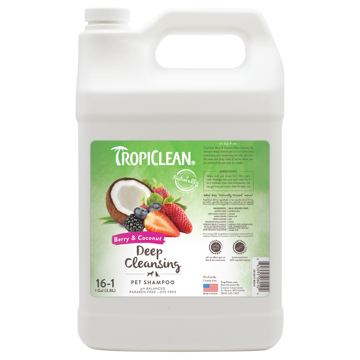 TropiClean Berry & Coconut Deep Cleansing Shampoo for Pets, 1 gal