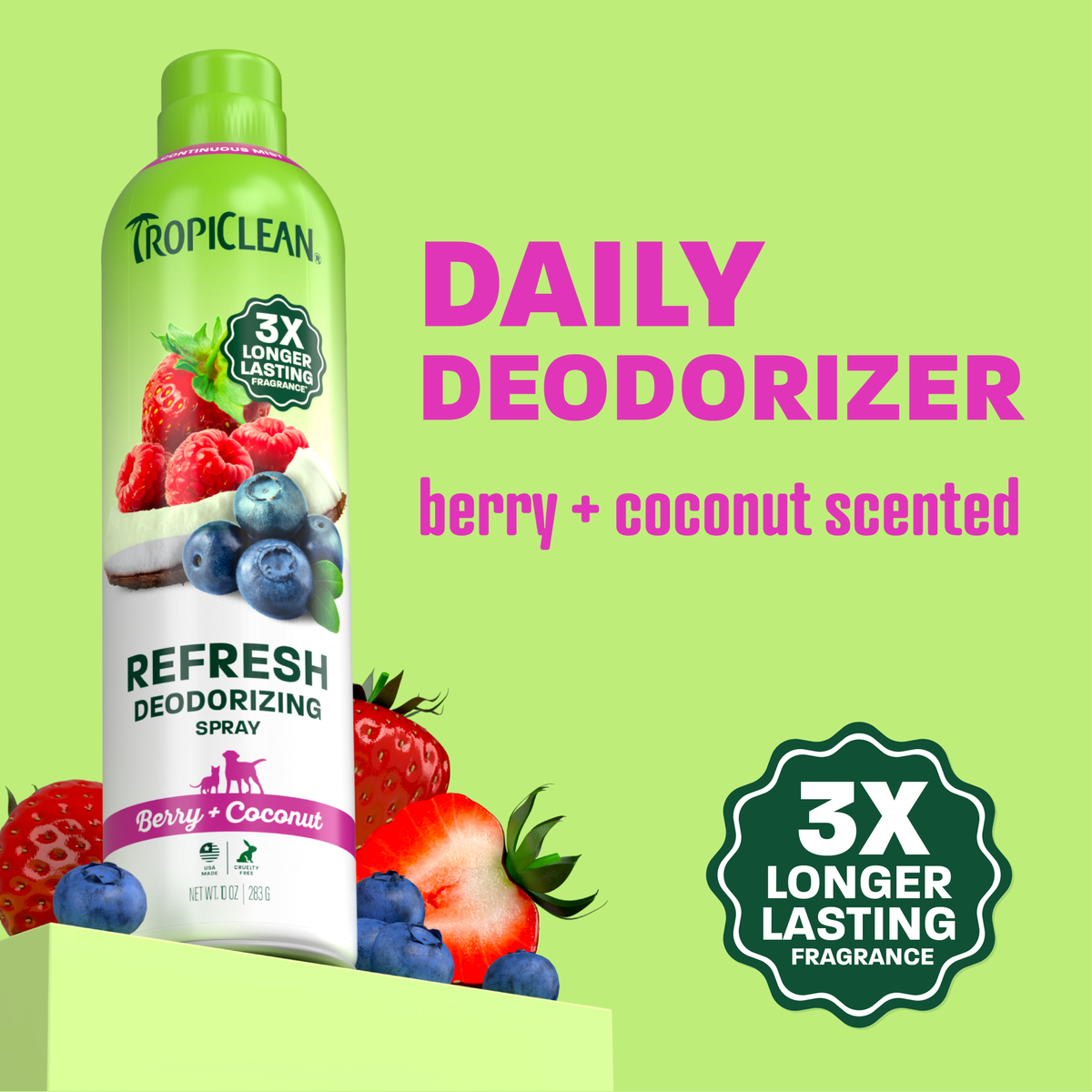TropiClean Berry + Coconut Deodorizing Pet Spray, 10oz