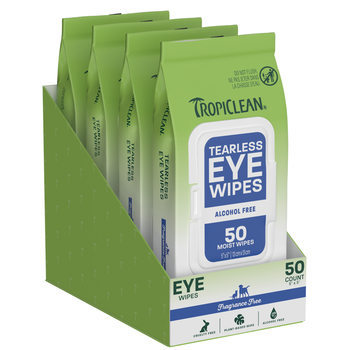 TropiClean Tearless Eye Wipes, 50ct - 4 Pack