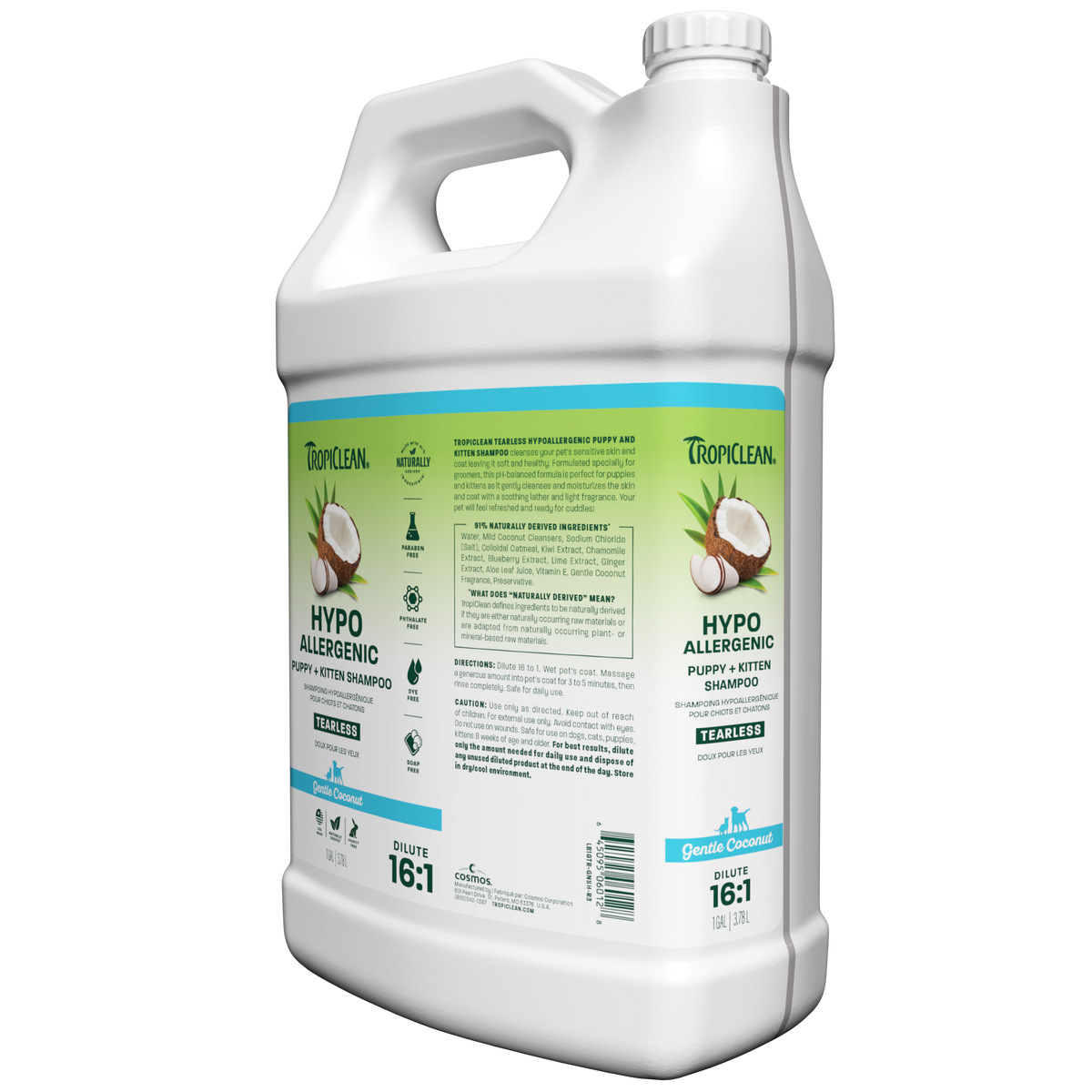 TropiClean Gentle Coconut Hypoallergenic Puppy & Kitten Shampoo, 1 gal