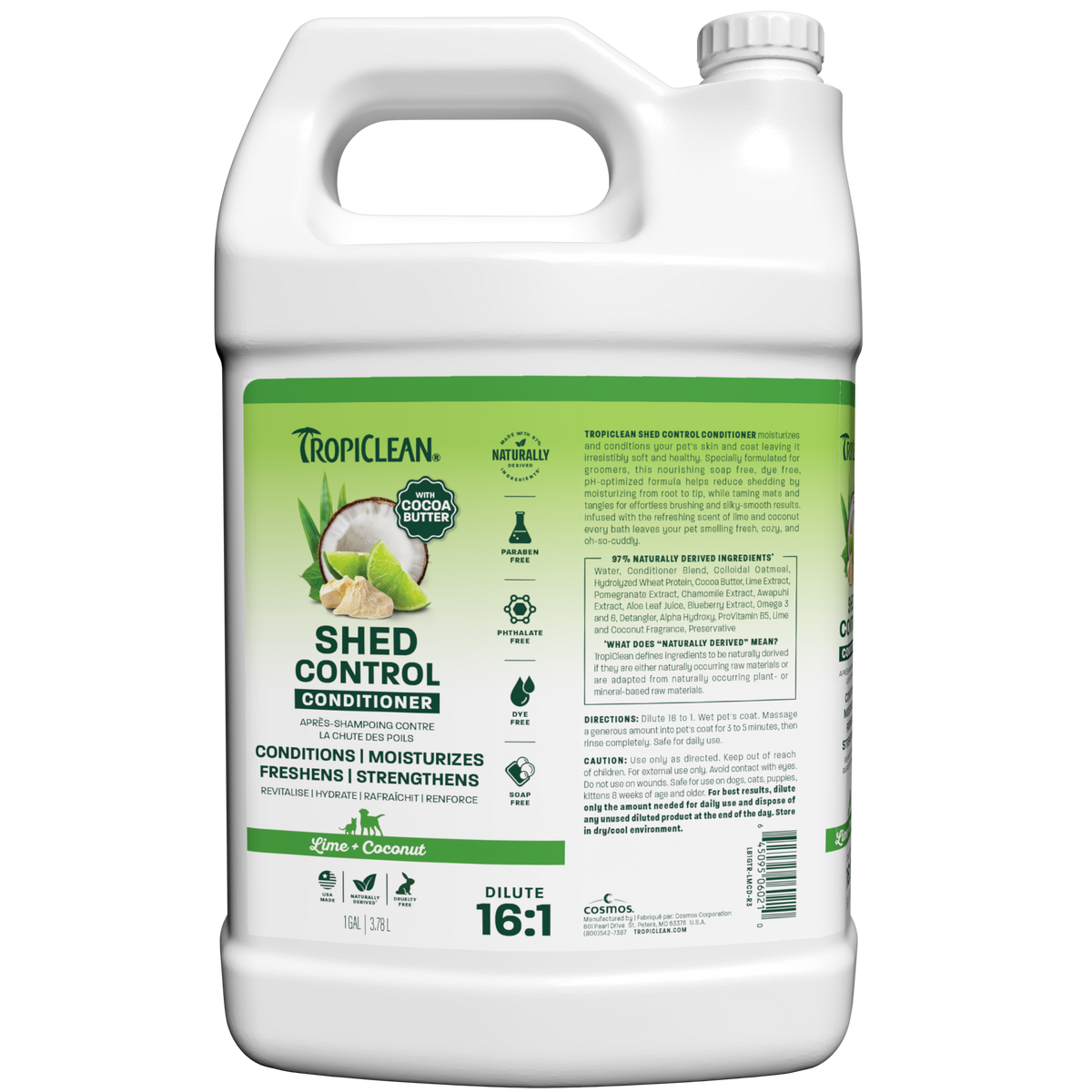 TropiClean Lime + Coconut Shed Control Pet Conditioner, 1 gal