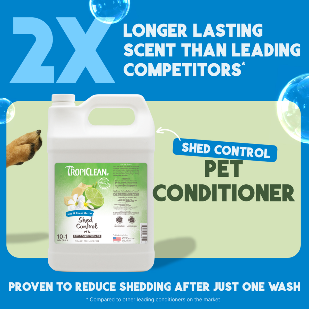 TropiClean Lime + Coconut Shed Control Pet Conditioner, 1 gal