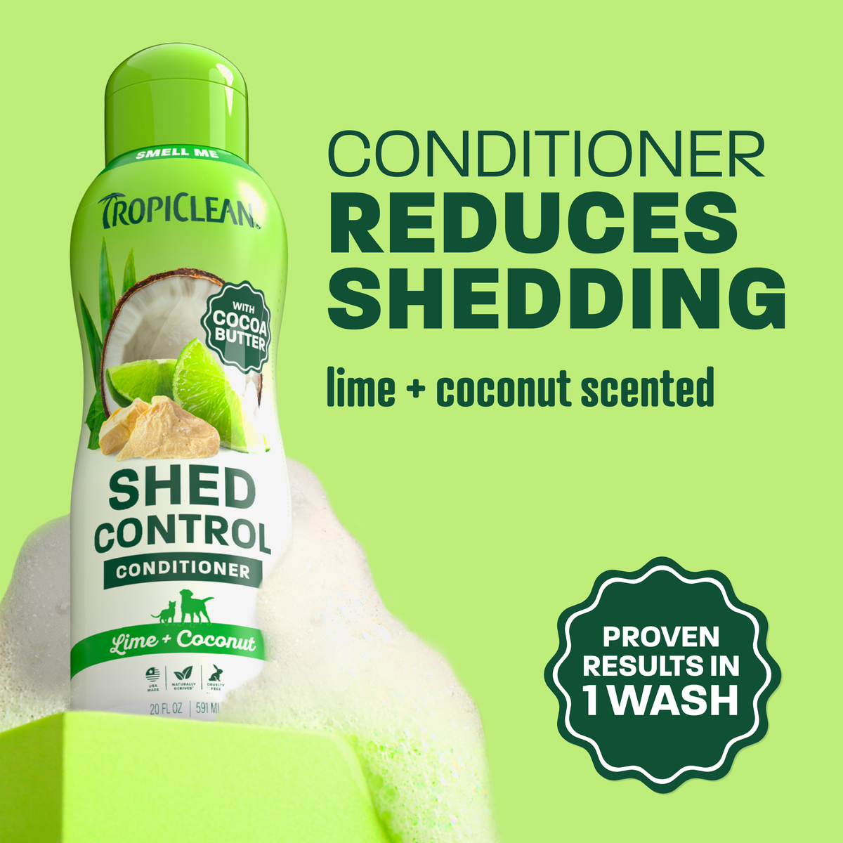TropiClean Lime + Coconut Shed Control Pet Conditioner, 20oz