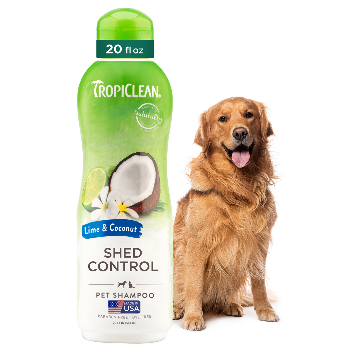 TropiClean Lime + Coconut Shed Control Pet Shampoo, 20oz