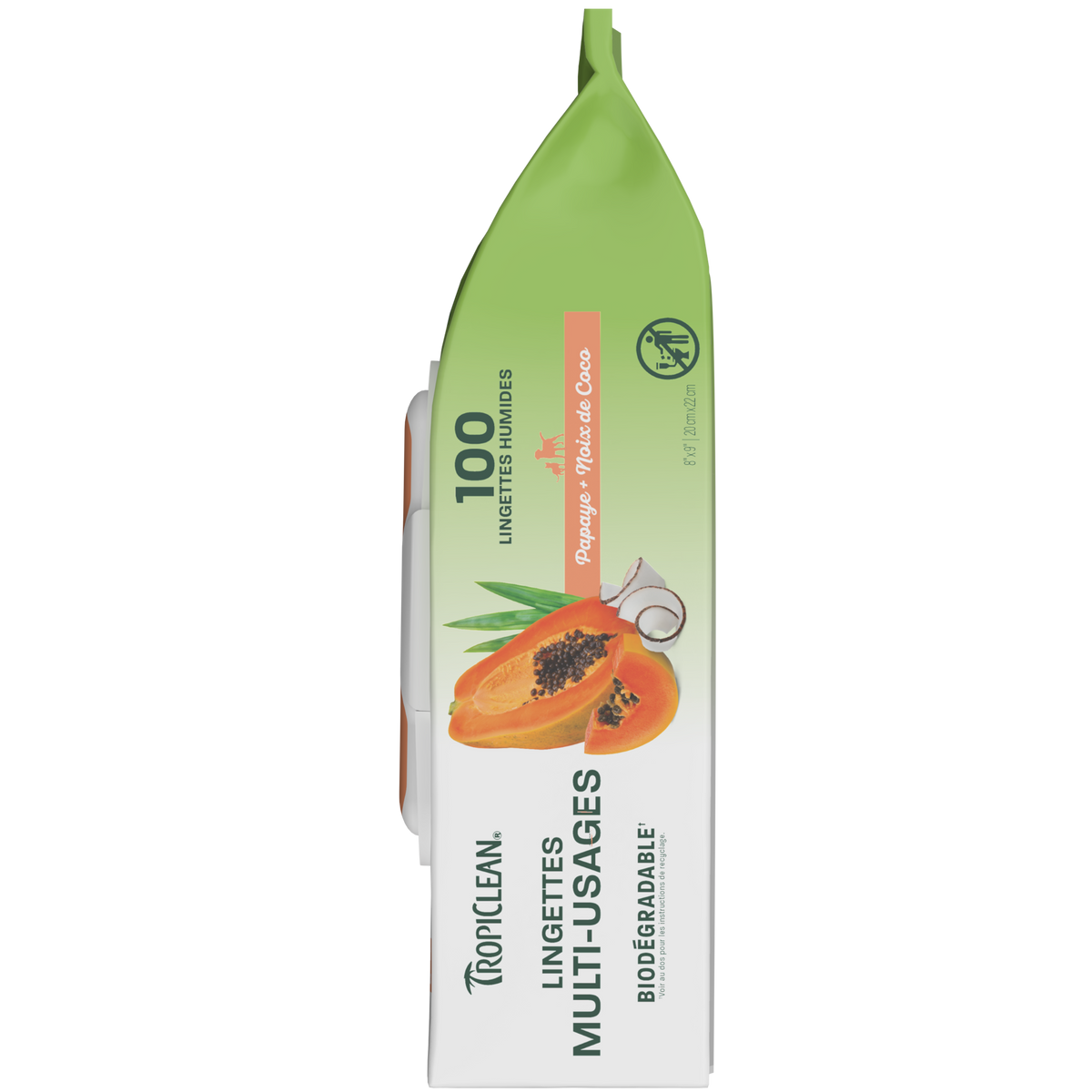 TropiClean Papaya + Coconut All Purpose Pet Wipes, 100ct