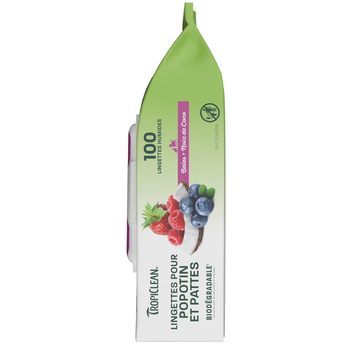 TropiClean Berry + Coconut Tushy & Paw Wipes, 100ct