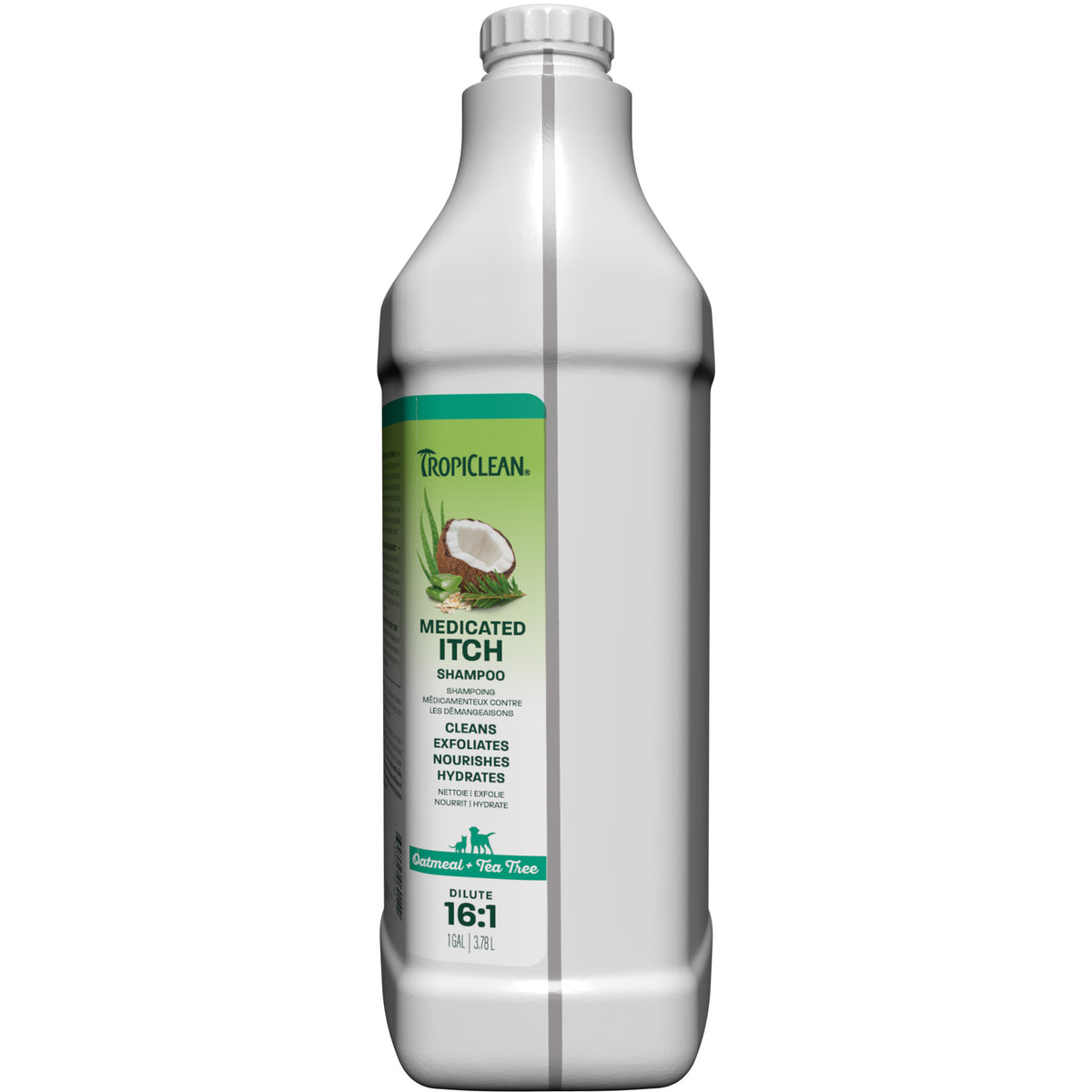TropiClean Oatmeal + Tea Tree Medicated Itch Relief Pet Shampoo, 1 gal