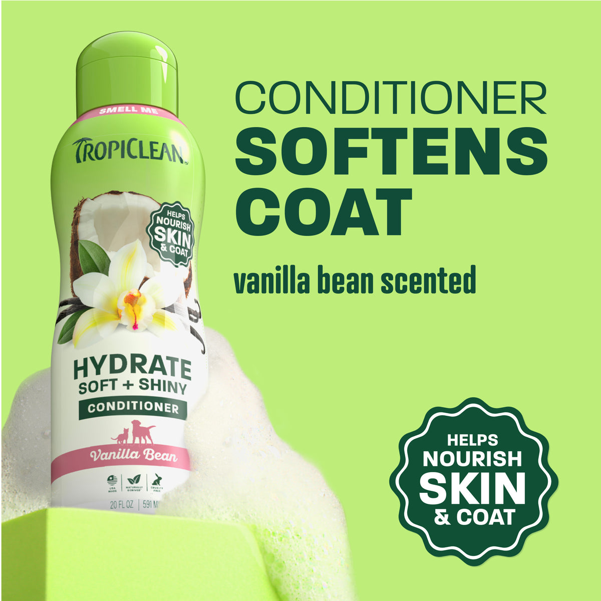 TropiClean Vanilla Bean D-Mat Hydrate & Shine Pet Conditioner, 1 gal