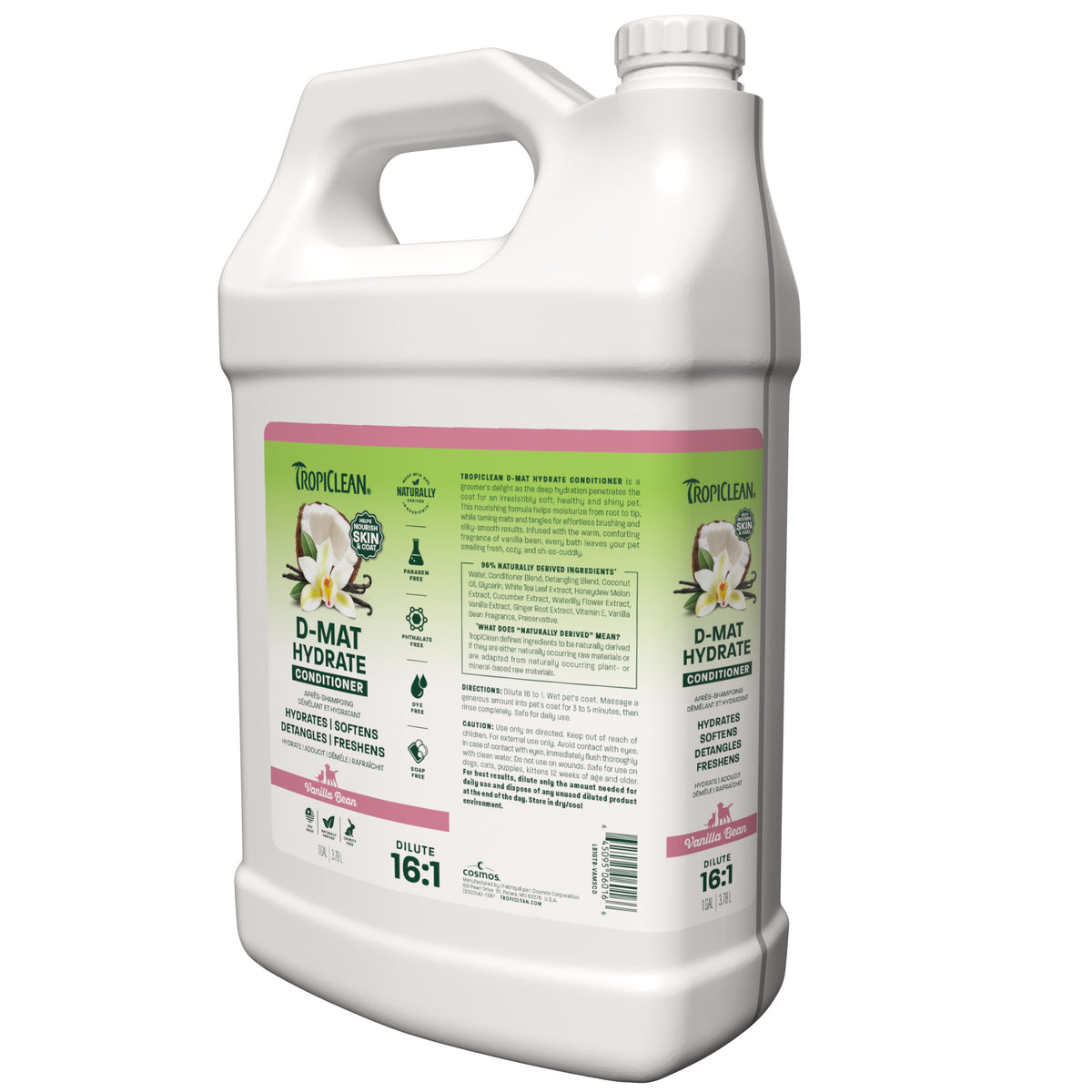TropiClean Vanilla Bean D-Mat Hydrate & Shine Pet Conditioner, 1 gal