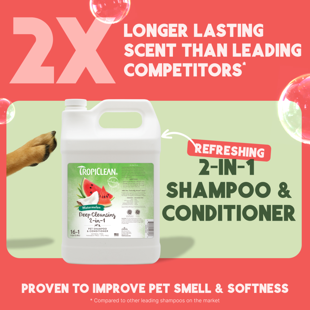 TropiClean Watermelon Deep Cleansing 2-in-1 Shampoo and Conditioner, 1 gal