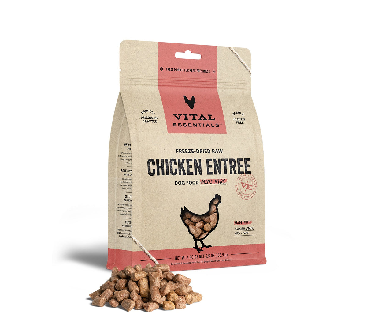 Vital Essentials® Freeze-Dried Raw Chicken Entree Dog Food Mini Nibs, 5.5 oz