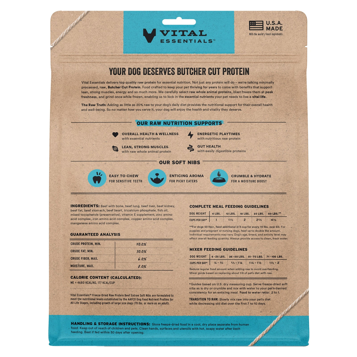 Vital Essentials Freeze-Dried Raw Beef Entree & Mixer Dog Food Soft Nibs, 14 oz