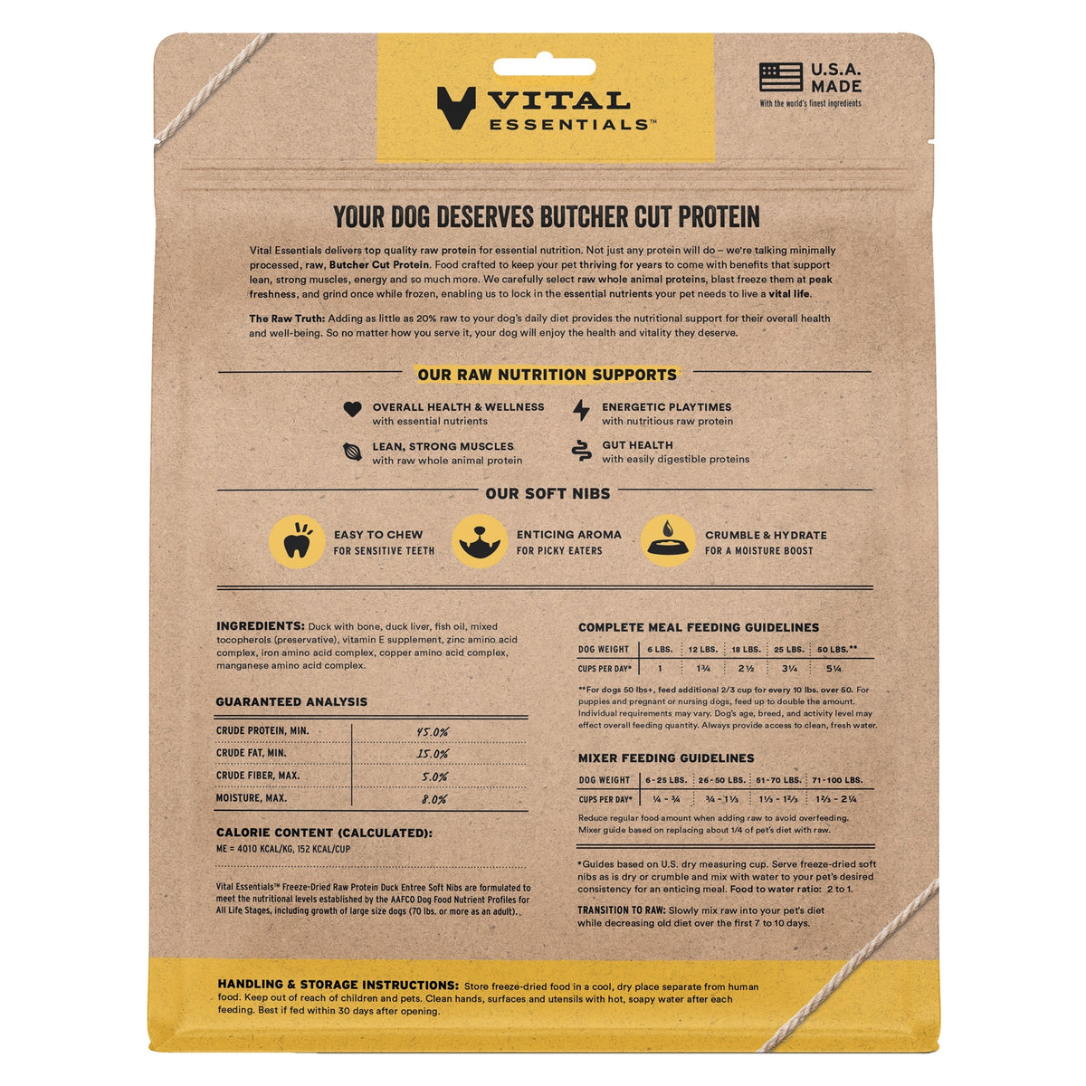 Vital Essentials Freeze-Dried Raw Duck Entree & Mixer Dog Food Soft Nibs, 14 oz